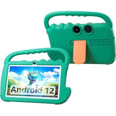 an image of a green case with a cartoon character on the front and back side