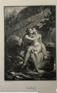 an old painting of two women embracing each other