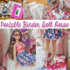 a collage of photos with barbie dolls and clothes