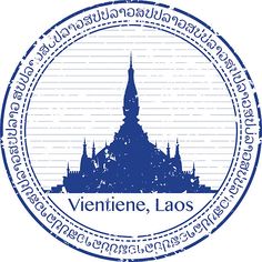 a blue grungy stamp with the words vienteine, lao on it