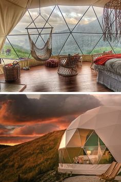 the inside and outside of a dome tent