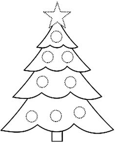 a christmas tree with circles on the bottom and stars on top, in black and white