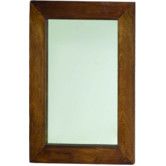 a wooden framed mirror on a white background with clippings to the bottom edge