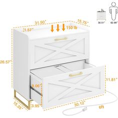 File Cabinet 2 Drawers Lateral File Cabinet with Charging Station for Letter/Legal/A4 Size Hanging Wooden Filing Cabinet, Large Nightstand, Cabinet For Home Office, Lateral File Cabinet, Lateral File, Hanging Files, Documents Organization, Home Supplies, File Cabinet