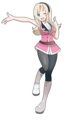 an anime character in pink and black clothes