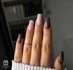 Classy Brown Nails, Thanksgiving Nails Fall, November Nails, October Nails, Simple Gel Nails, Girly Acrylic Nails