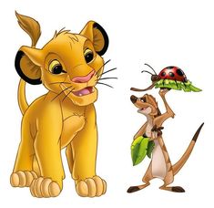 the lion and the mouse are playing with each other's toy, one is holding a ladybug