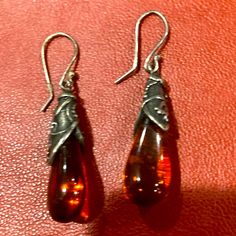 Beautiful Amber And Silver Earrings From Poland. Circa 1992. Poland, Silver Earrings, Amber, Jewelry Earrings, Women Jewelry, Silver, Women Shopping, Color, Art