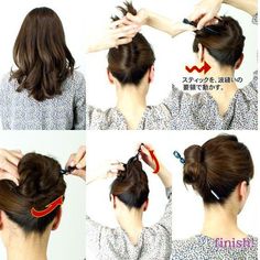 Hair Stick Styles Tutorials Short Hair, Hair Stick Short Hair, Hair Stick Styles, Knot Hairstyle, Girls Hairdos, Up Hairdos, Tutorial Ideas