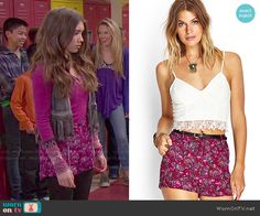 Riley’s pink printed shorts on Girl Meets World.  Outfit Details: http://wornontv.net/49133/ #GirlMeetsWorld Photo Captions, Cuffed Top, Outfit 90s