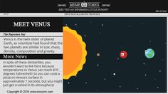 an article about the planets in space with caption that reads, meet venuus