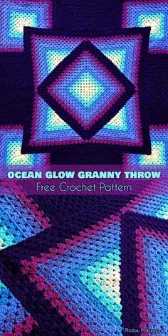 the cover of ocean glow granny throw crochet pattern