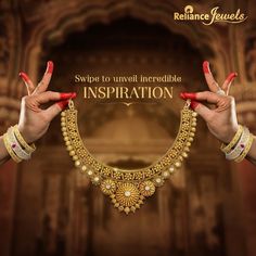 You form a forever bond with the jewellery you own! So, here’s an insight into the glorious inspiration behind this grand necklace set to help you get a deeper understanding of the thoughts, feelings, and dreams attached to our #ThanjavurCollection! #RelianceJewels #BeTheMoment #WhereArtIsWorshipped #ThanjavurCollection #ThanjavurInspiredCollection #GoldJewellery #DiamondJewellery #WhereArtIsWorshipped Jewellery Shop Poster Design, Jewelry Creative Post, Jewellery Creative Post, Akshaya Tritiya Jewellery Ads, Jewellery Ads Poster, Necklace Ads, Jewellery Poster Design, Jewellery Creative Ads, Jewellery Banner