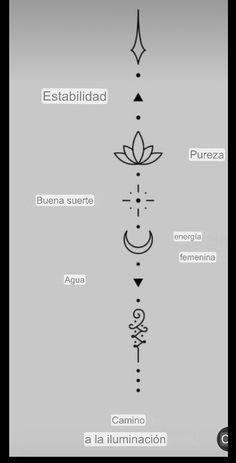 an image of the different symbols in spanish on a white background with black and gray lettering