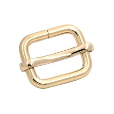 a gold buckle on a white background with clippings to the side and an open loop at the end