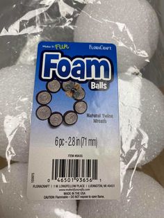 a package of foam balls sitting on top of each other