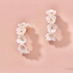 Nwt. Adorable Earrings. Fast Shipping. White Spring Party Hoop Earrings, Spring Party White Hoop Earrings, White Hoop Earrings For Spring Party, White Flower Earring, Stud Fashion, Botanical Earrings, Nature Earrings, Floral Hoops, Wedding Jewelry Earrings