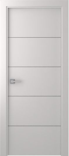 an open white door with horizontal lines on the wall and bottom part of the door