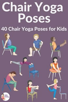 Stretches For Kids, Chair Yoga Poses, Preschool Yoga, Kid Yoga Lesson Plans, Yoga Lesson Plans