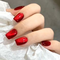 Pattern: 18328127424 Style: INS Style Style2: Wearable, European Square Fake Acrylic Nails, Nails Press, Nagel Tips, Nails Square, Red Nail, Cat Eye Nails, Red Cat, Acrylic Nail Art, Stick On Nails