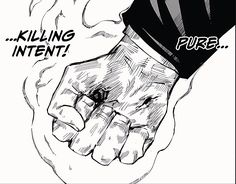 a black and white drawing of two hands holding each other with the words killing intent