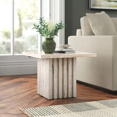 a living room scene with focus on the end table