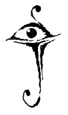 an eye is drawn in the shape of a hook with two eyes on top of it