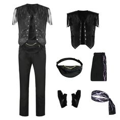 PRICES MAY VARY. 2023 Newest Movie Cosplay Costume PU Leather Black Fringe Vest Open Front Sleevesless Jacket Men Cowboy Vest Half Finger Gloves Headband Pants Fanny Pack Set for Halloween Party Adult Cosplay Suit The Cowboy Cosplay Suit package includes: Fringe Vest + Printed Pants + Hairband + Gloves + Fanny Pack, shown as the picture. The fringe vest is made of PU Leather, it's durable and soft, offers skin-friendly touch, comfy to wear. The pants is made of breathable material, lightweight a Fringe Leather Vest, Mens Fringe, Cowboy Halloween Costume, Cowboy Vest, Cowboy Costume, Mens Suit Vest, Fringe Vest, Cowboy Outfits, Mens Halloween Costumes