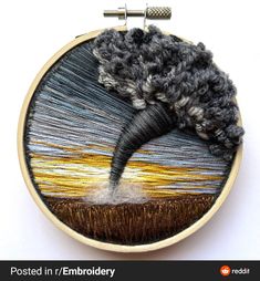 Embroidered Landscapes, Embroidery Yarn, Miniature Embroidery, Farm Field, Fiber Artist, Punch Needle Embroidery, Thread Painting