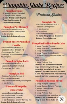 the pumpkin shake recipe is shown here