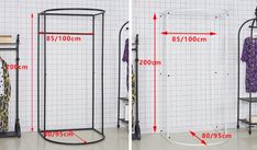 the size and measurements of an iron rack with clothes hanging on it's sides