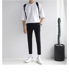 Plain T Shirt Outfit Men, Short Pants Outfit Men, Kpop Fashion Men, Shirt Outfit Men, Mens Fashion Edgy, Mens Trendy Outfits, Plain T Shirt, Mens Fashion Streetwear