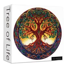 the tree of life is depicted in this colorful painting