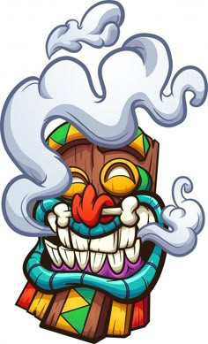 Cartoon Graffiti, Tiki Totem, Mask Drawing, Tiki Art, Tiki Mask