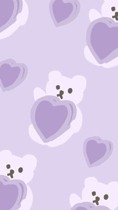 an image of purple hearts and flowers on a light purple background for wallpaper or fabric