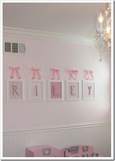 Framed wooden letters A Thoughtful Place, Unusual Baby Names, Girls Names, Baby Nursery Ideas, Big Girl Rooms, Baby Rooms, Pink Bedroom