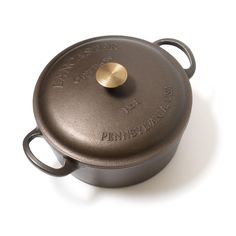 Features: 10 1/2" diameter | 4 1/8" wall height | 13 lbs. | Smooth Surface | Cast Iron Lid | Brass Knob | Made in the USA Durable and versatile, the 5 Quart Dutch Oven is the centerpiece of many gatherings with family and friends. Proudly made in the USA, the 5-quart Dutch oven, also known as our No. 8 Dutch Oven, is ideal for many tasks in the kitchen including baking bread, frying, braising, casseroles, and baking. It is at home on the stovetop, oven, grill, and even over the fire. The Dutch oven lid includes a solid brass knob and is self-basting - a feature that makes it the perfect choice for baking bread and braising meat. The Lancaster 5 Quart cast iron Dutch Oven is made in Lancaster, Pennsylvania. The Dutch oven features a smooth, pre-seasoned cooking surface, a classic double-han Antique Wood Stove, Iron Skillet Recipes, Dutch Ovens, Cast Iron Skillet Recipes, Lancaster Pennsylvania, Brass Knob, Cast Iron Dutch Oven, Like Fine Wine, Baking Bread