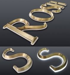 two different types of gold and silver metal letters with the letter c on each side