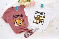 Chip And Dale Double Trouble Disney Couple T-shirt Couples Disney Svg, Couple Tshirts Cute Disney, Matching Couple Shirts Disney, His Her Disney Shirts, Matching Disney Shirts For Couples Casual, Matching Disney Shirts Simple, Son Disney Shirt, I Dont Do Matching Shirts Disney, Disney Tshirt Couples