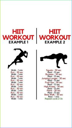 an exercise poster with the words hit workout example 2 and 3 on each side of it