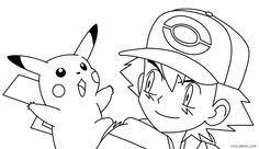 the pokemon and pikachu coloring pages are in black and white, one is wearing a