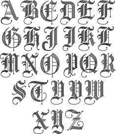 an old english alphabet with capital letters and numbers