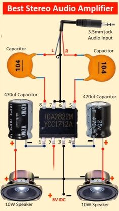 the diagram shows how to use audio amplifier