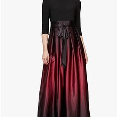 Slny Ombre Gown Has A Belt That Can Be Tied In The Front Or In The Back. Back Zipper With Hook-And-Eye Closure; The A-Line Silhouette Is Extremely Flattering . Black To Red Ombre, Ombre Gown, A Line Maxi Dress, Skirt Pockets, Fashion Petite, Ombre Dress, Fashion Gowns, Long Evening Gowns, Stunning Gowns