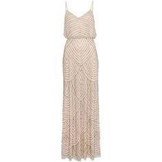 Adrianna Papell Art deco beaded dress Beige Gown, Gatsby Style Dresses, Petite Gowns, 1920s Fashion Dresses, 1920s Dresses, Boho Gown, Art Deco Dress, Embellished Gown, 1920s Dress