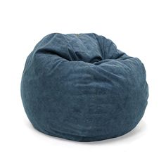 a blue bean bag chair on a white background