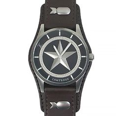 Nautical Star Watch - Brown Wristband - Controse  Stainless steel case and leather cuff www.controse.com