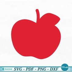 an apple svg file is shown with the text,'svg - png - dxf '