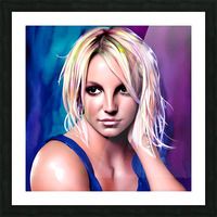 a digital painting of a woman with blonde hair and black eyes, wearing a blue tank top