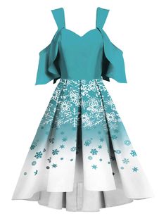 Blue 1950s Off Shoulder Snowflake Dress – Retro Stage - Chic Vintage Dresses and Accessories Blue Silhouette, Retro Stage, Snowflake Dress, Raise Your Standards, Marine Uniform, Sequin Evening Dresses, Standard Dress, Summer Dress Outfits, Vintage Style Dresses